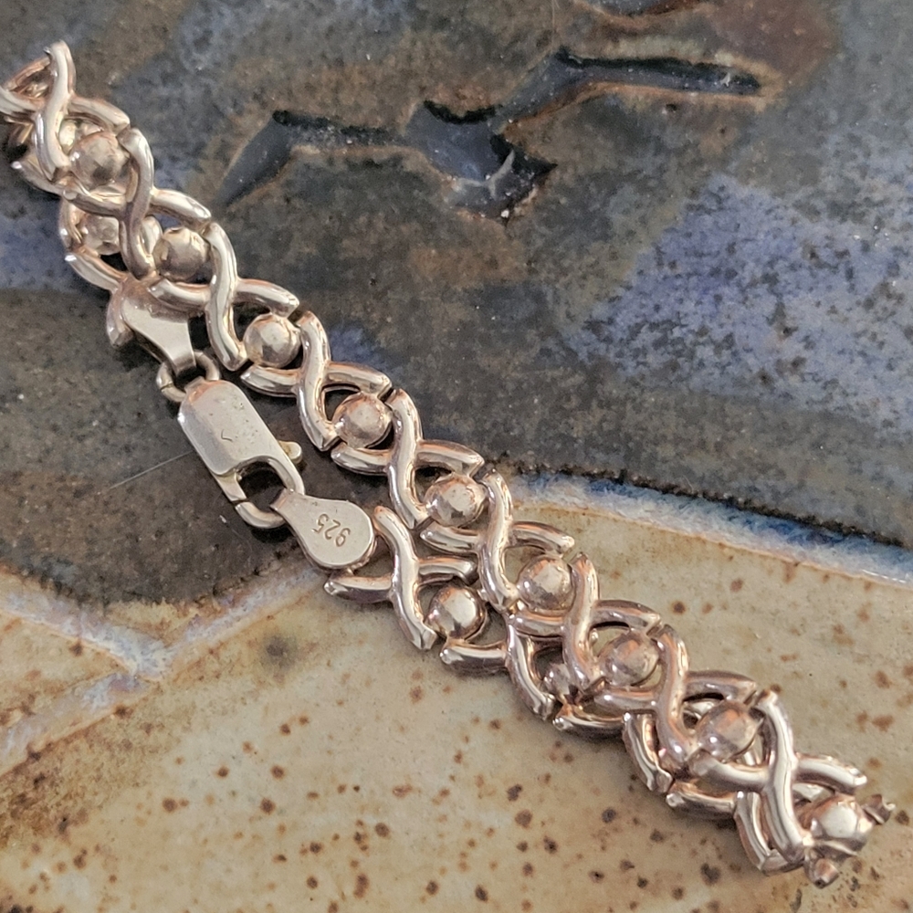 Italian Sterling Silver Chain Bracelet With Lobster Clasp - Picture 7 of 7
